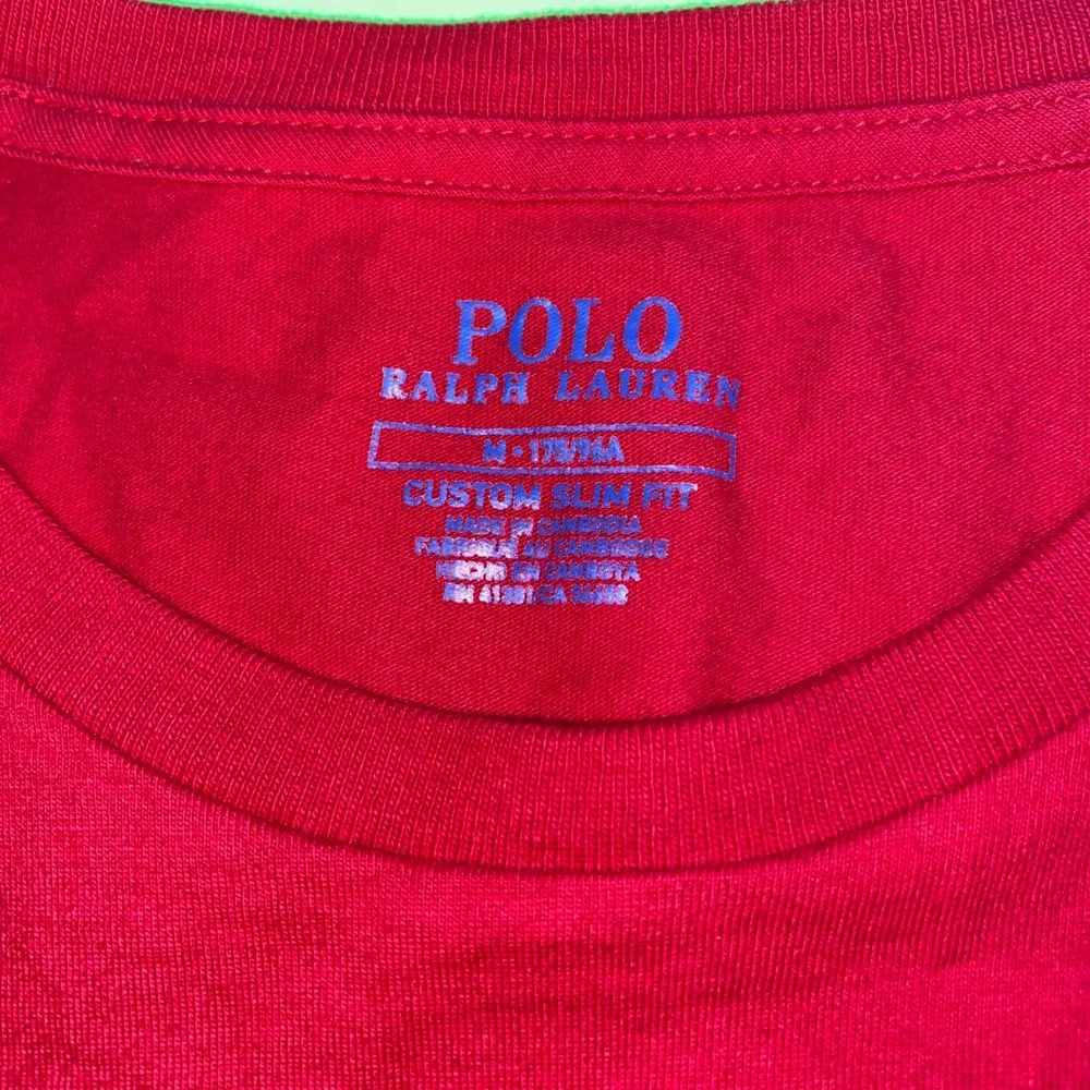 Polo Ralph Lauren Mens Red Long‎ Sleeve Custom Slim Fit Crew Neck T Shirt M
